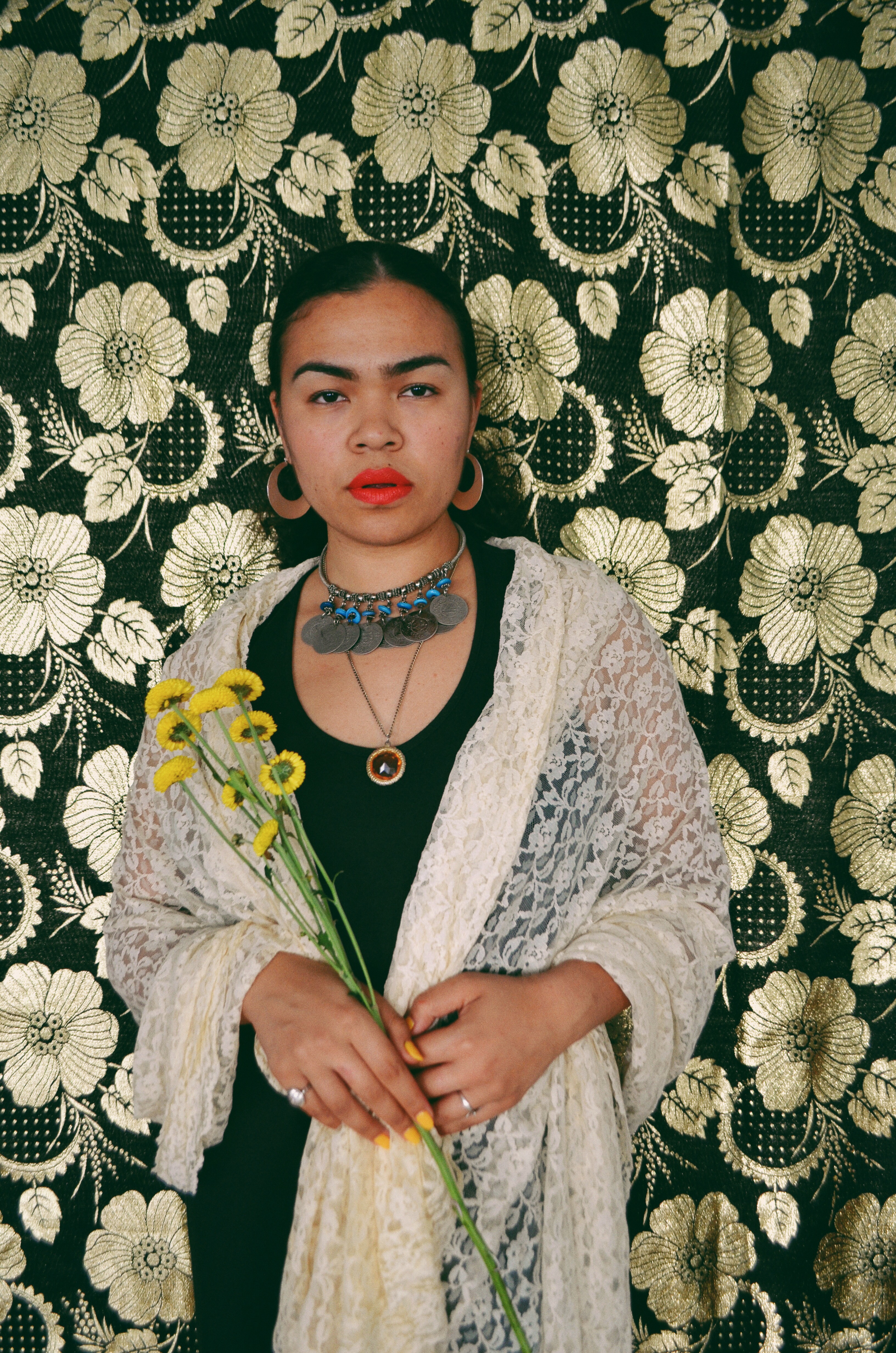 Frida in Shawl || Frida Digging Deeper - Self Portrait Series by Lala Lopez