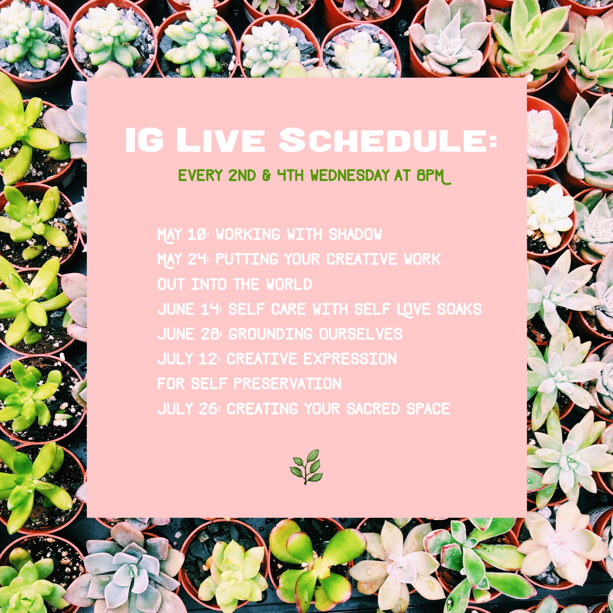 Instagram Live Schedule - Lala Lopez - Spring 2017